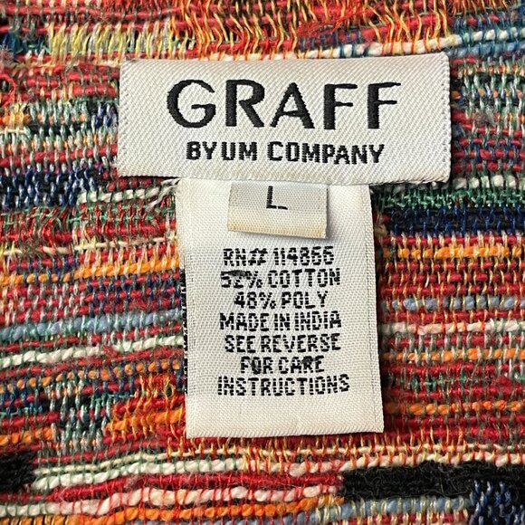 FIBER ART Womens Embroidered Jacket Size L Terra Cotta Blue WOVEN Coat SOUTHWEST - Picture 11 of 15